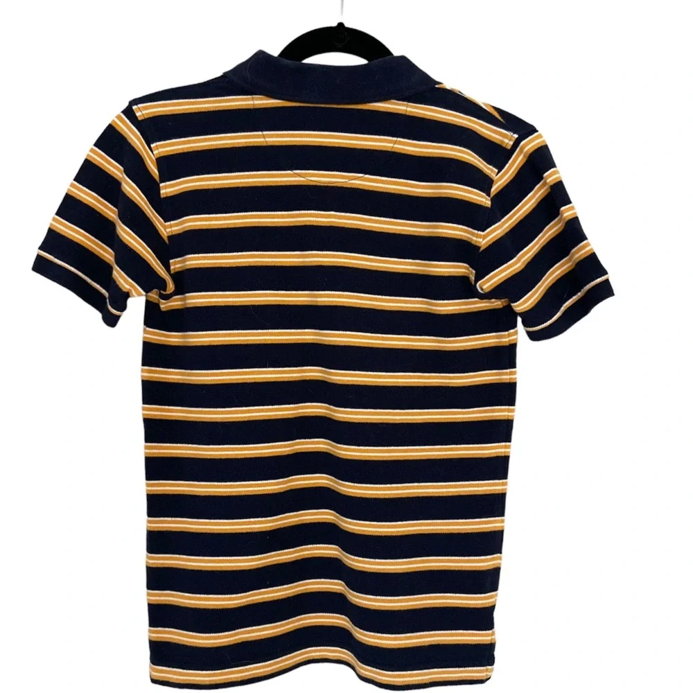 Gap Blue Gold Stripes 100% Cotton Polo Golf Shirt Size Kids Medium (8) EUC